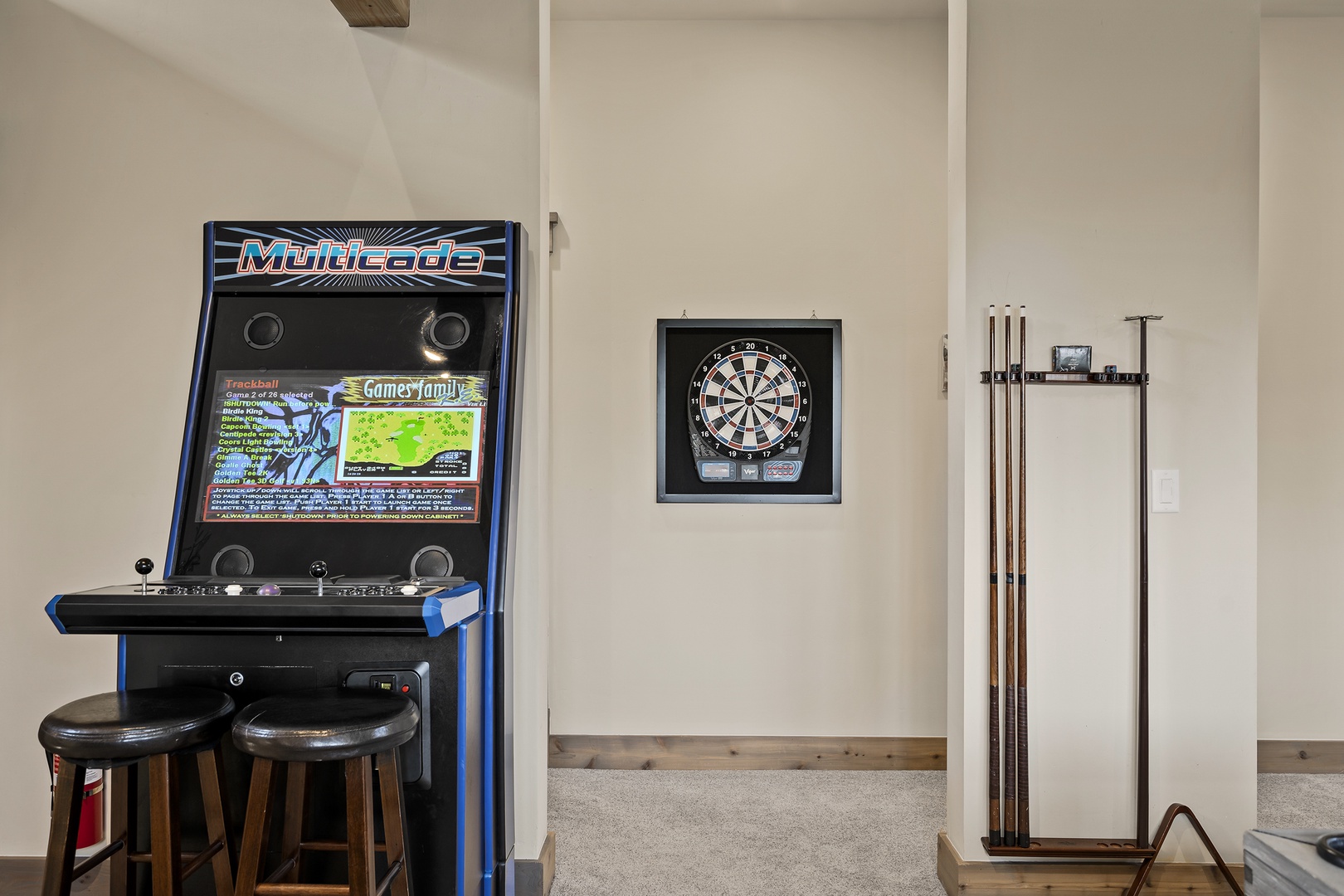 Upper Floor: clubhouse area with a pool table, wet bar, arcade game and second living room