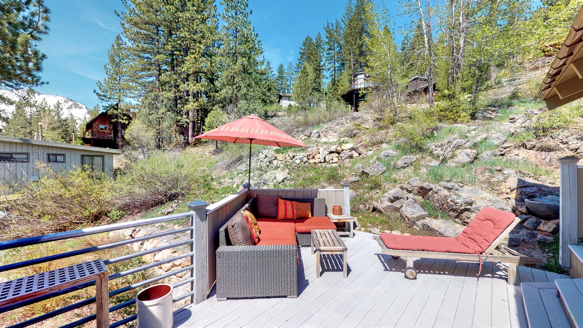 Outdoor seating at this squaw valley rental: Eagle's Nest Lodge