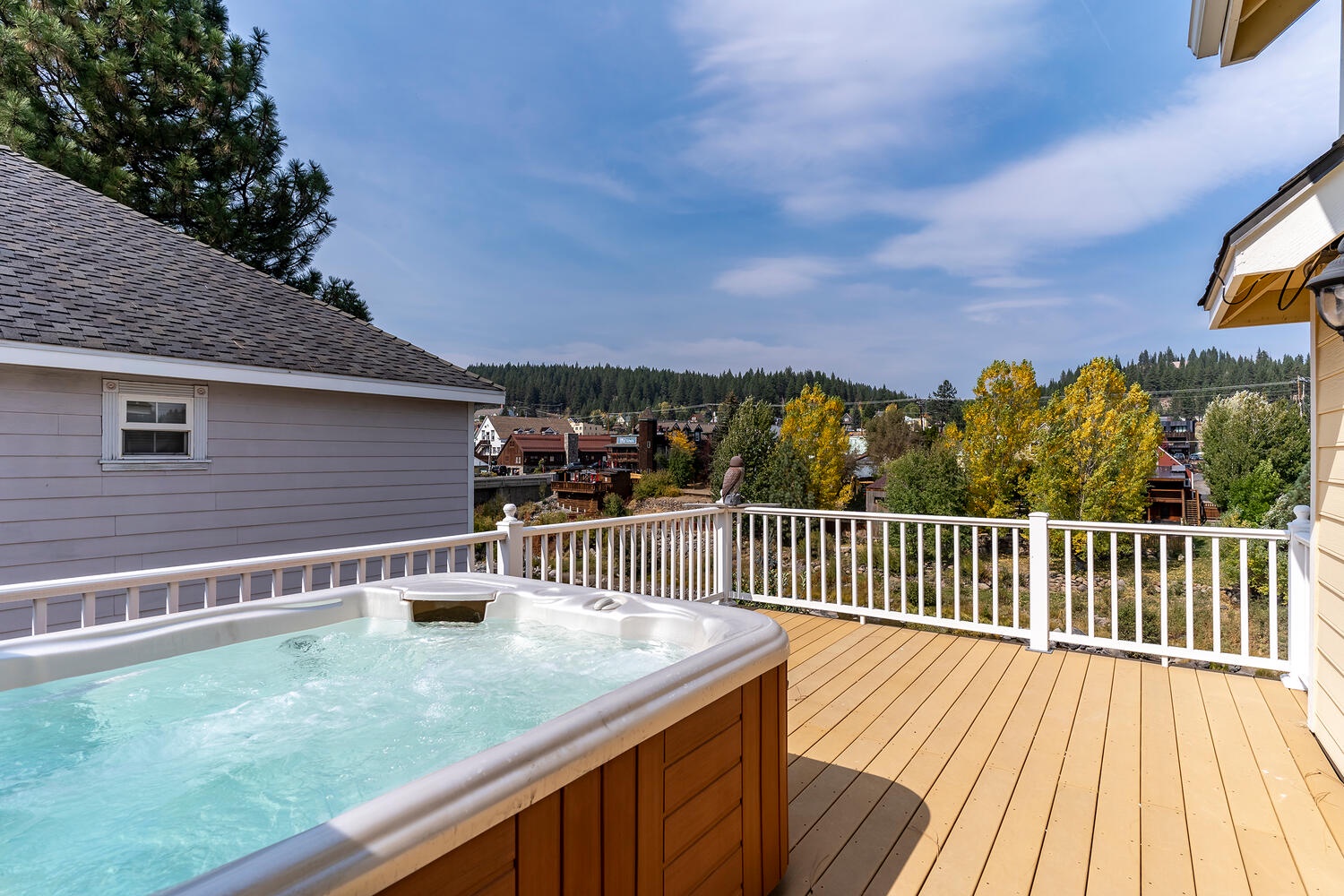 Master Bedroom Patio w/ Hot tub and View of River: Holy Cow Downtown Riverfront