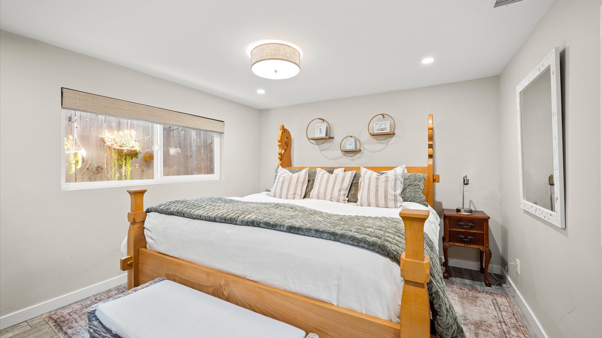 The second bedroom features a Cal-King sized bed