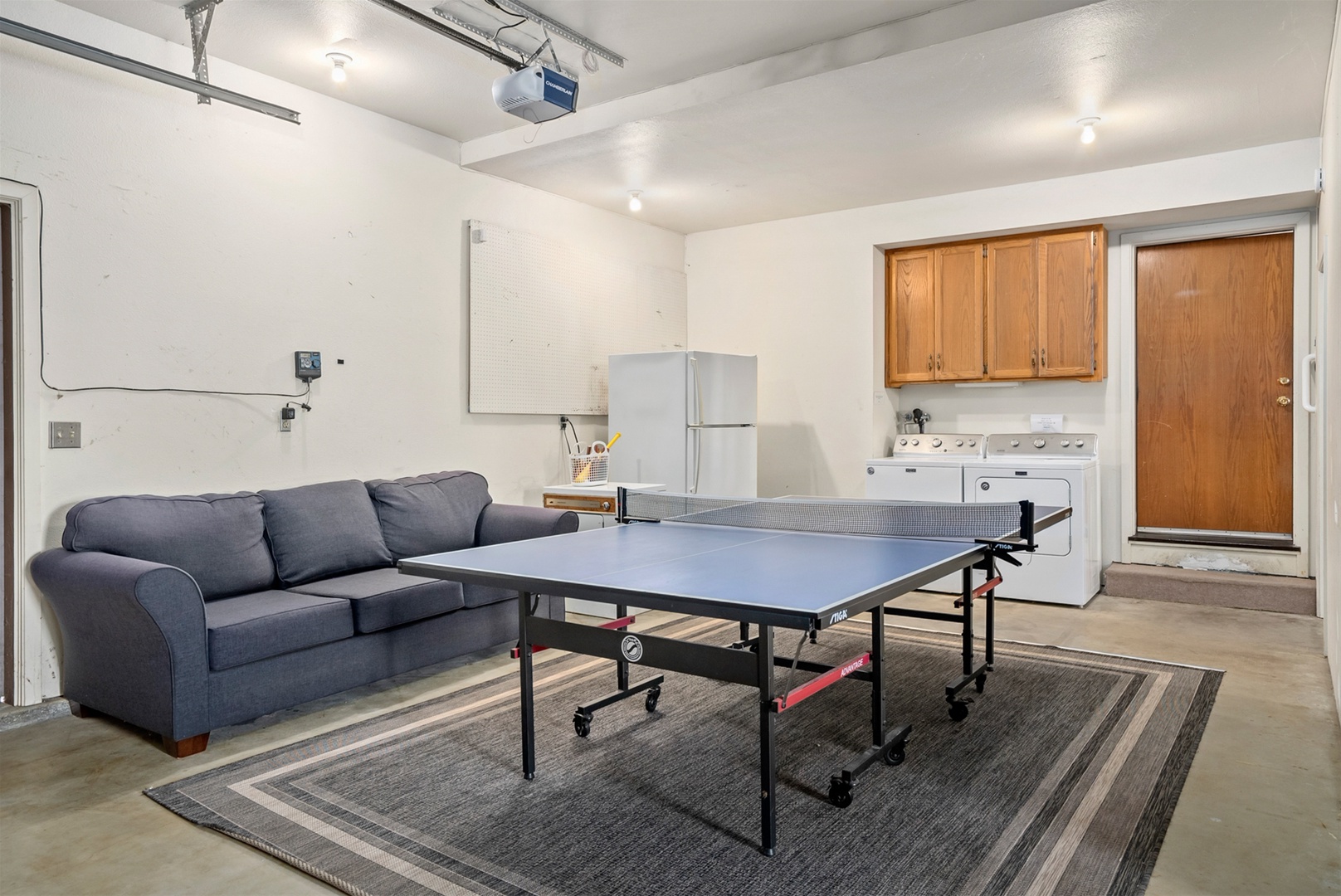 Ping-pong table in the garage