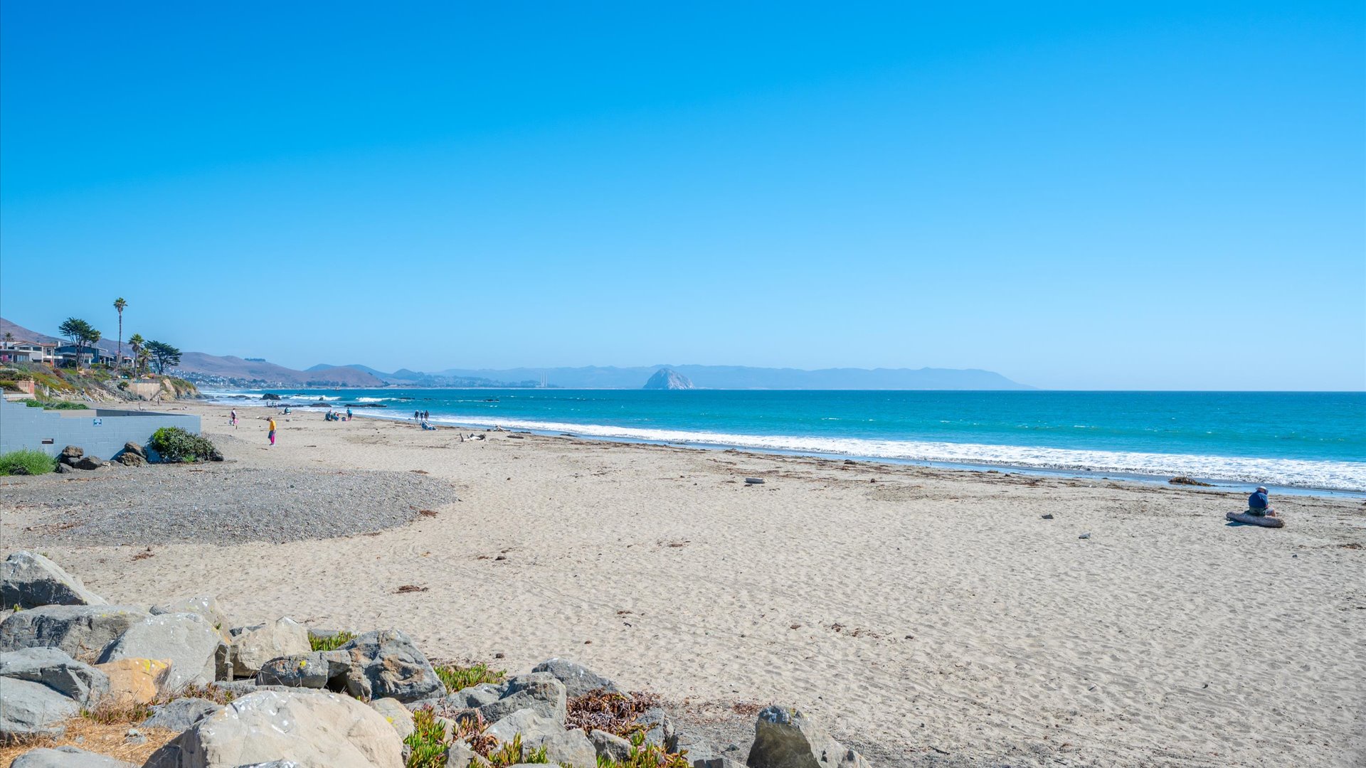 Cayucos beach, just steps from the home perfect for beach walks and seaside relaxation.