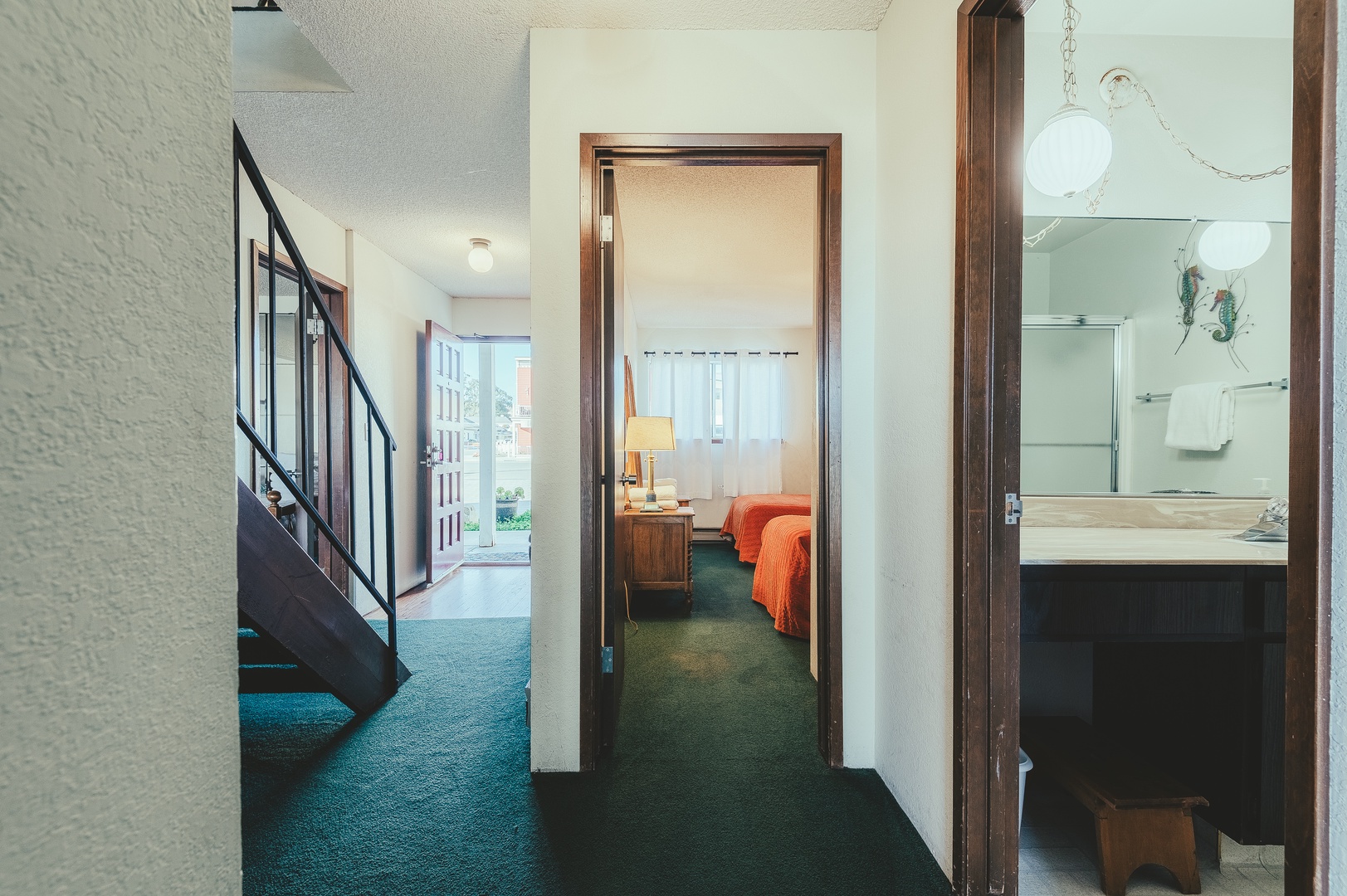 Step into your spacious multi-level retreat where cozy bedrooms and modern bathrooms await your comfortable stay.