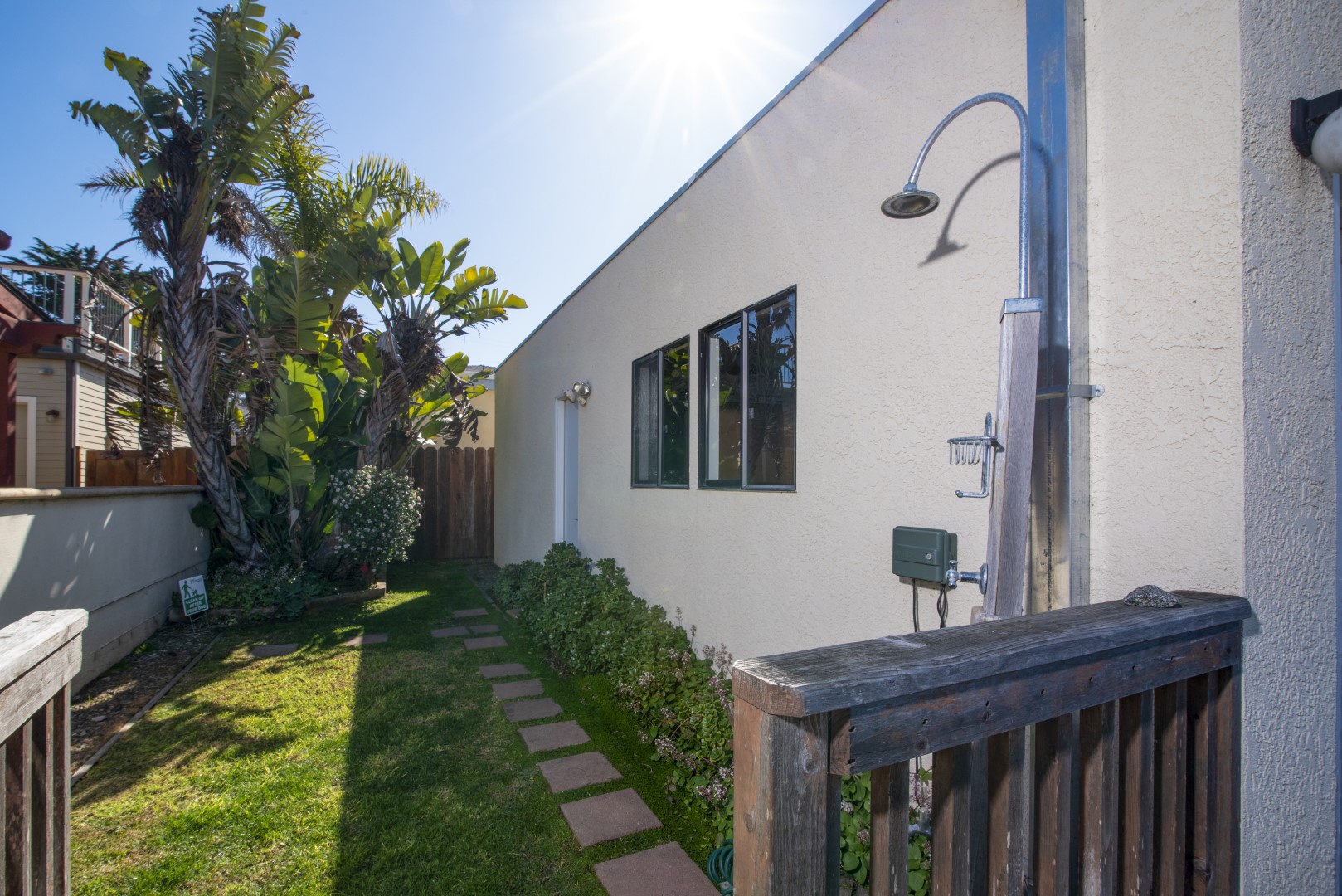 Outdoor shower is available