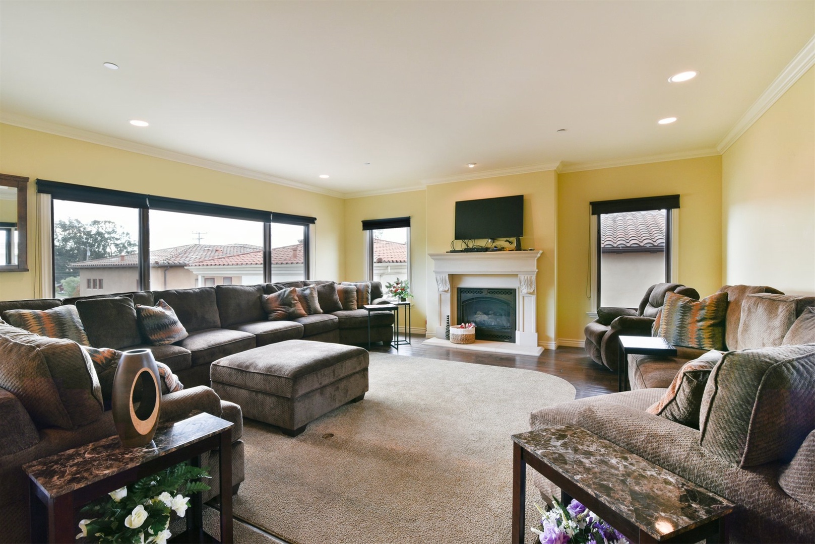 The spacious living area is perfect for friends and family