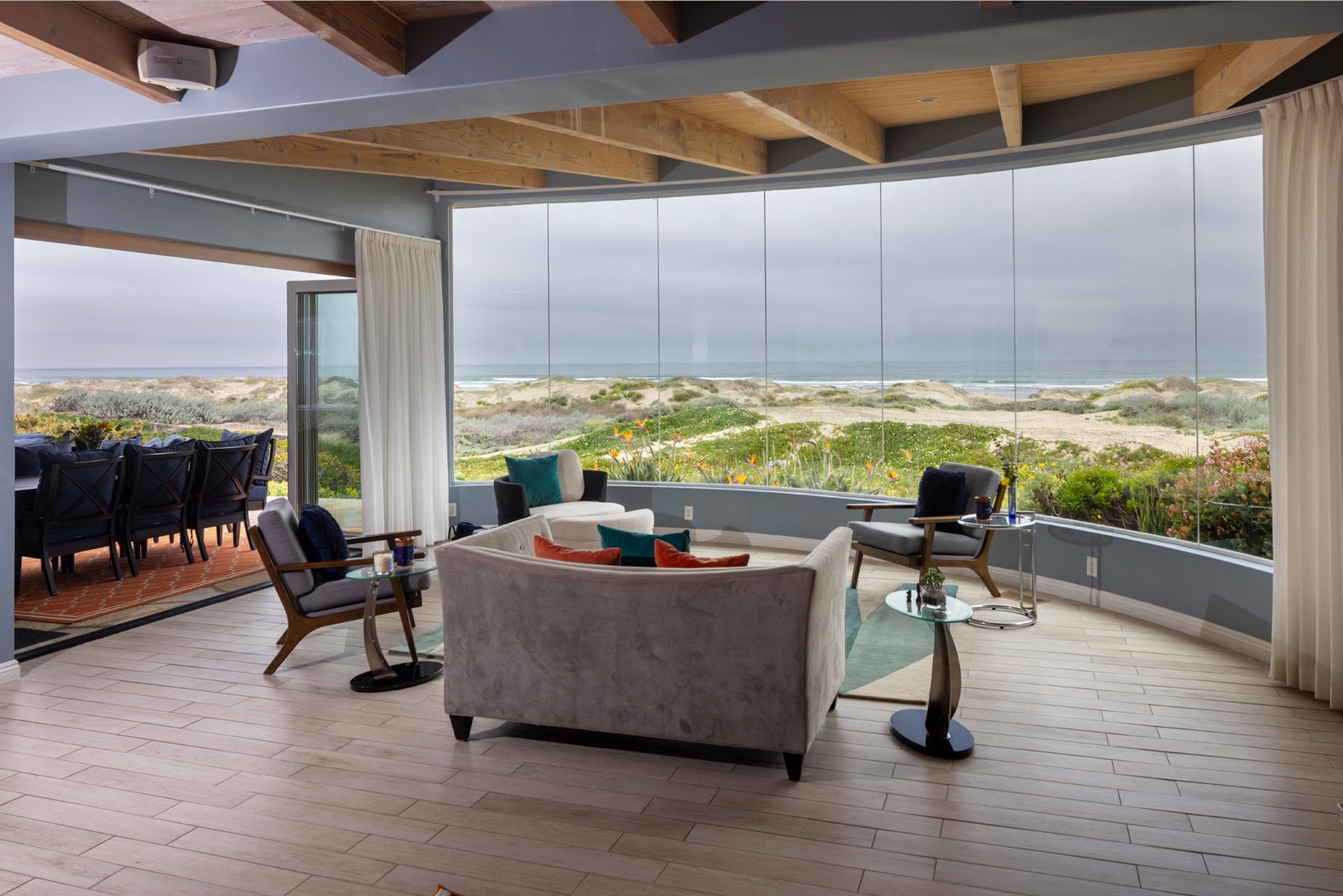 This photo shows some of the furnishing changes in the living room and patio