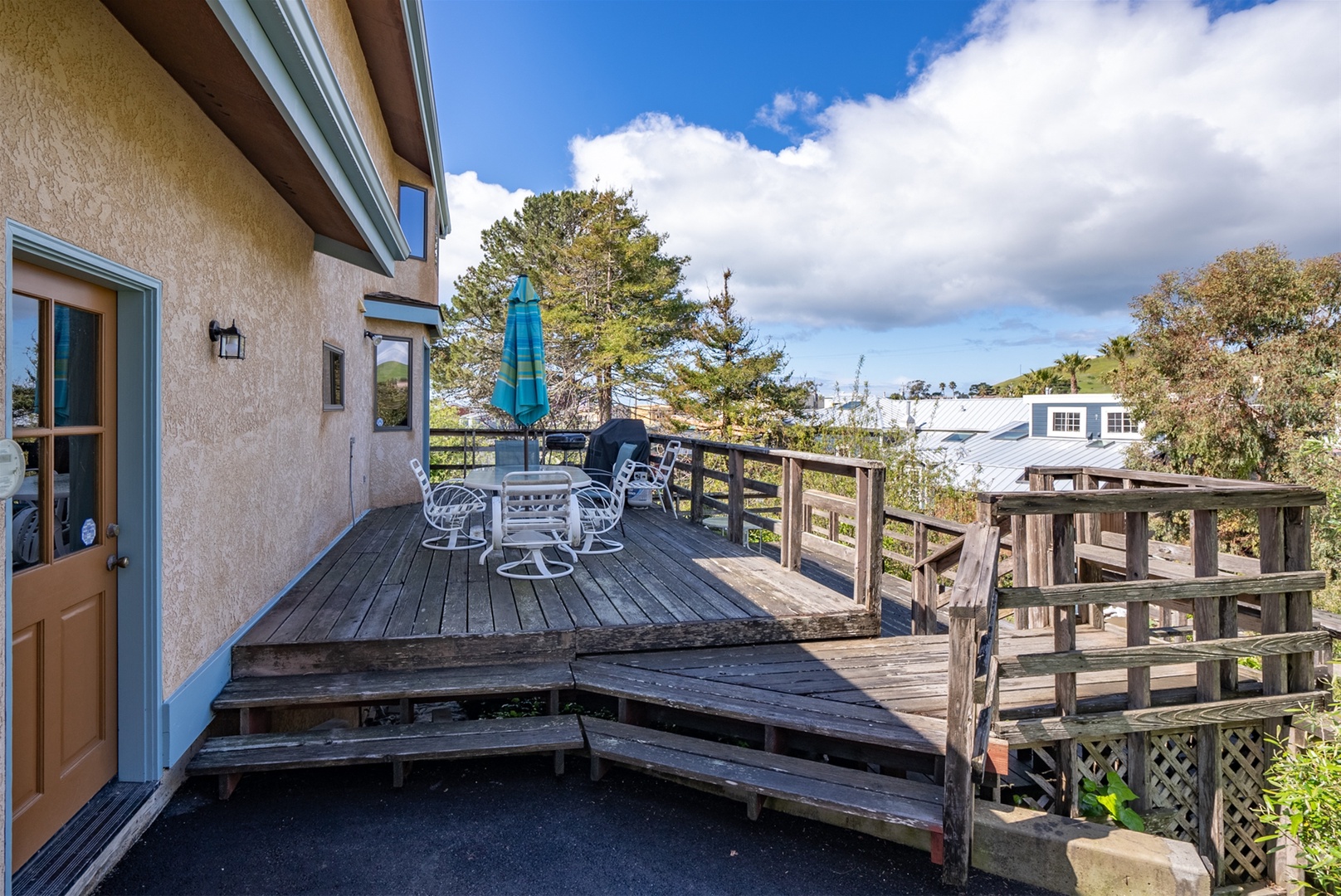Just one of the many balconies, this one off the dining room offers additional seatings for dining