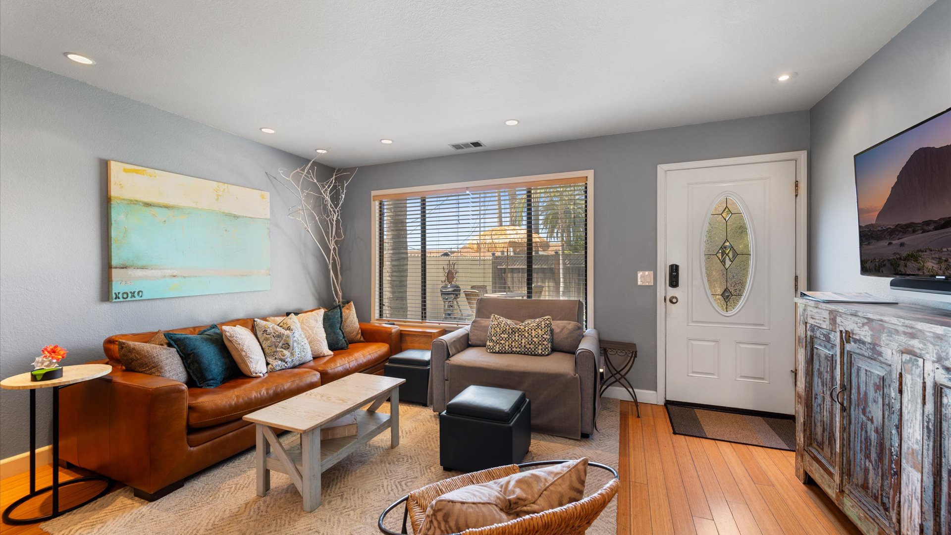 The open floor plan of this lovely home is perfect for enjoying time with friends and family