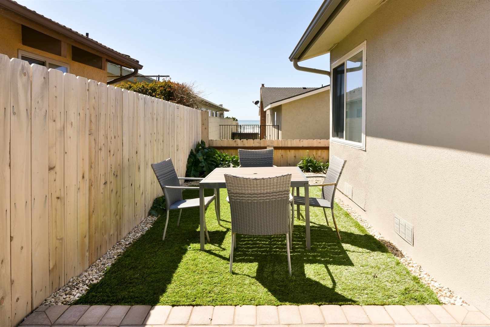 Outdoor dining area in the back yard