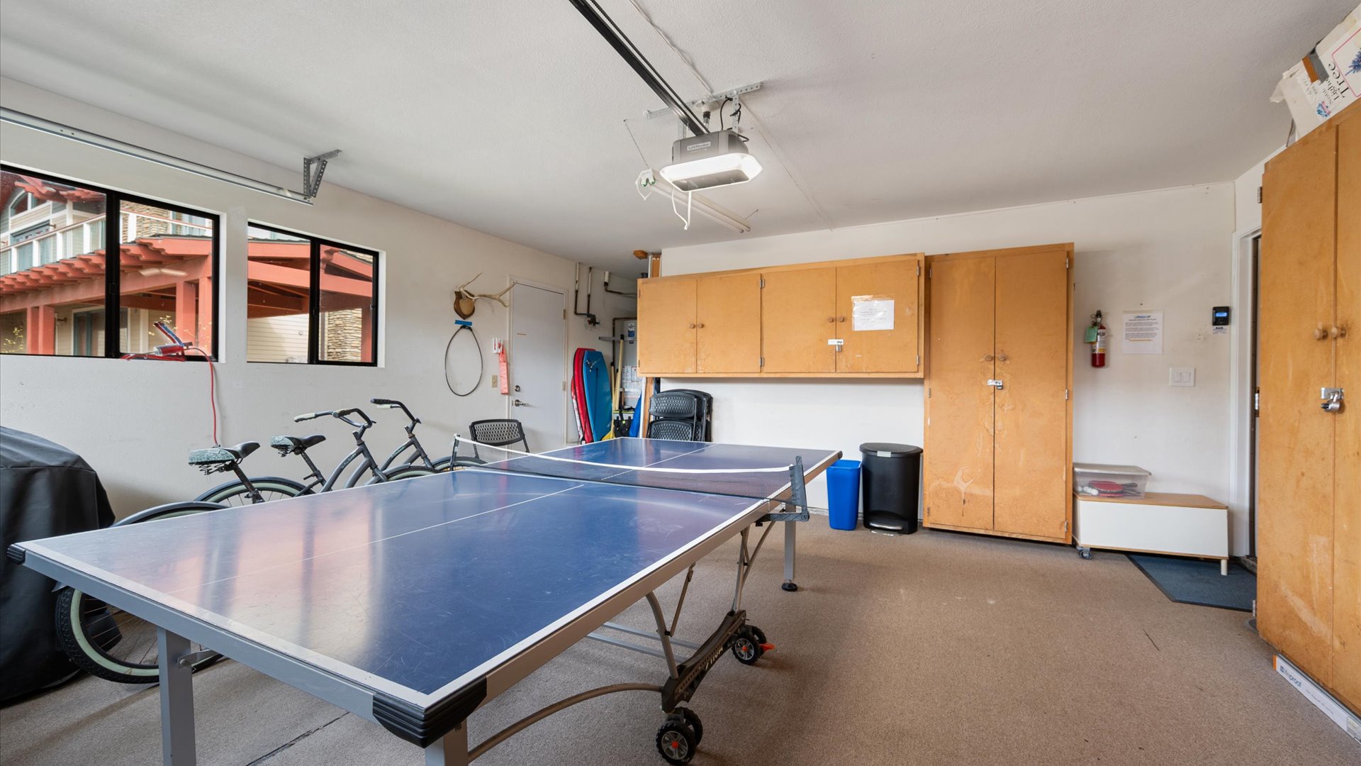Garage has a ping pong table, get ready to challenge your group to a friendly game!