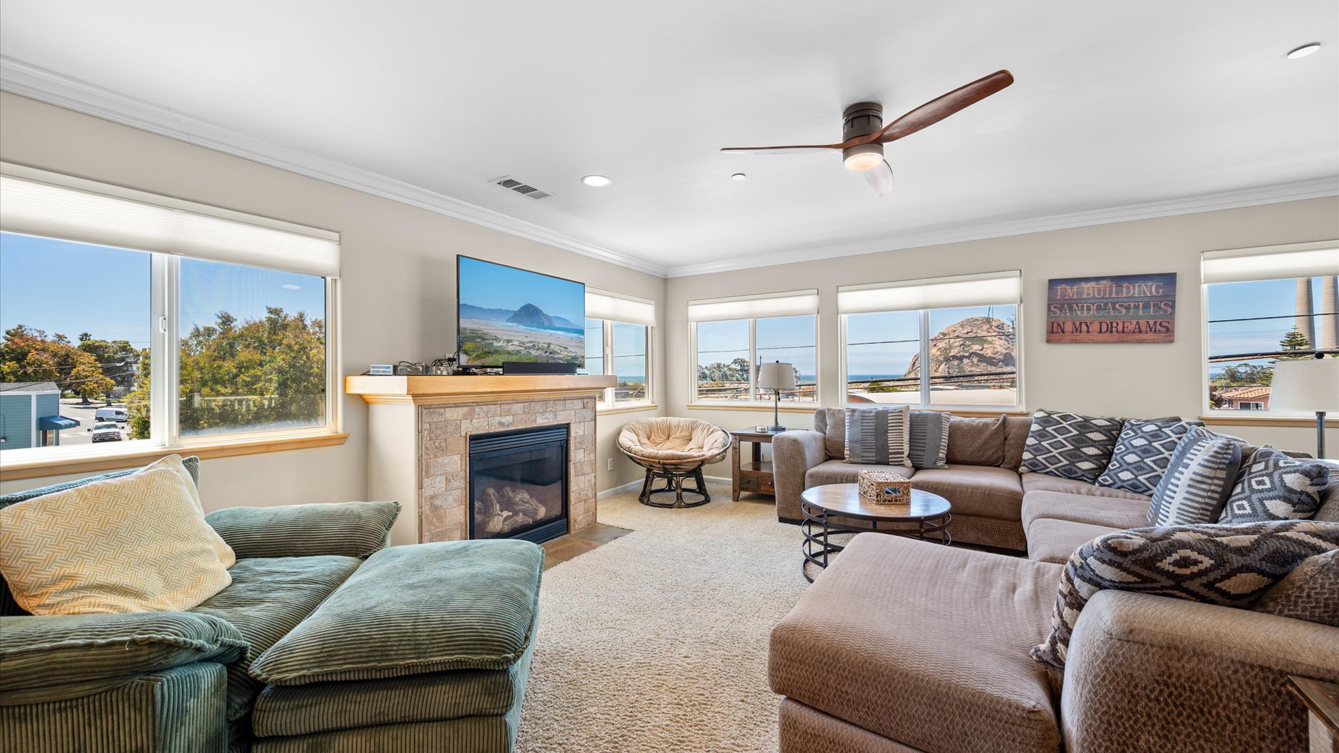Enjoy the lovely living spaces upstairs features views of Morro Rock