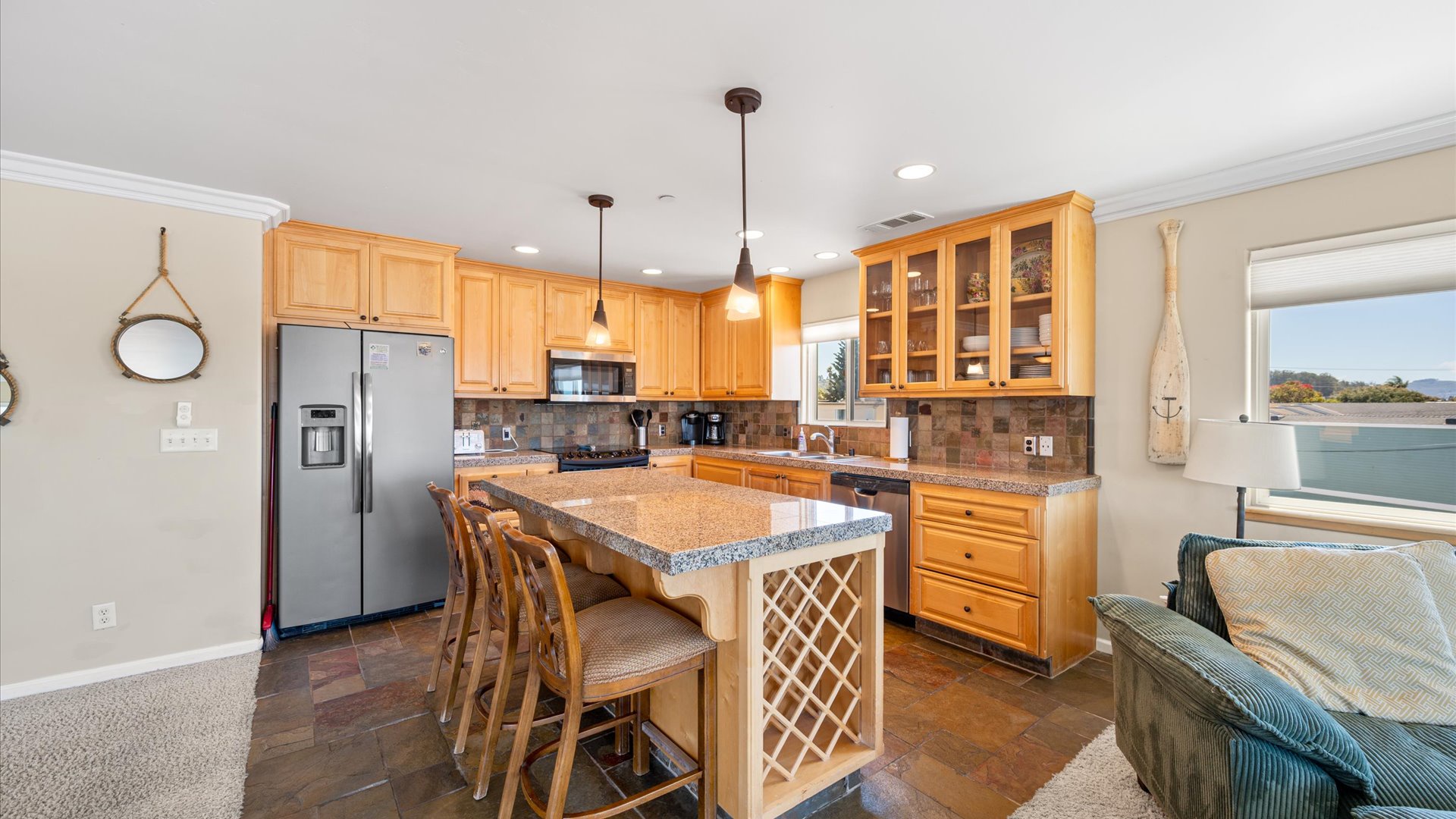 The kitchen is well appointed and includes everything you need to cook up your favorite treats and meals