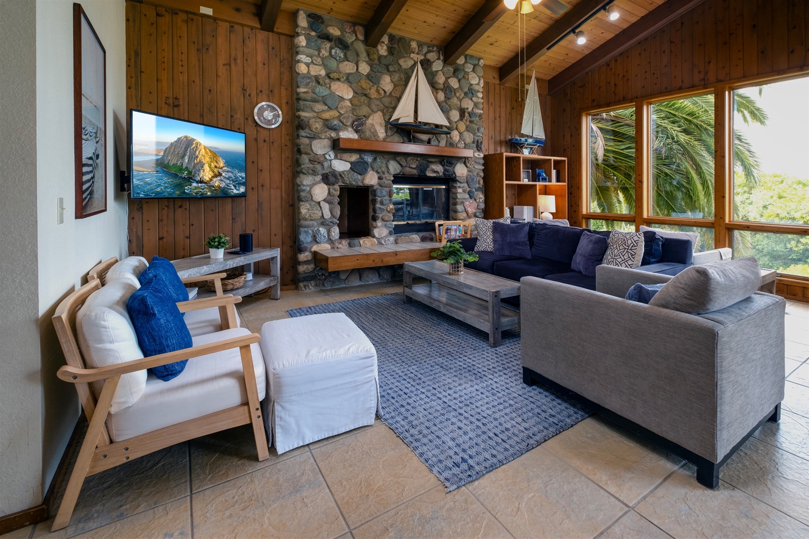 This livingroom offers a cozy feel. Fireplace not operational