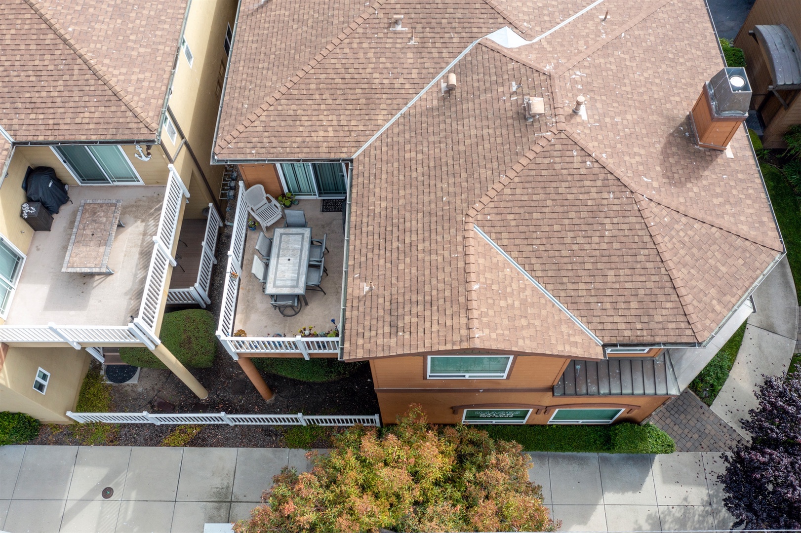 Ariel view of the balcony and home