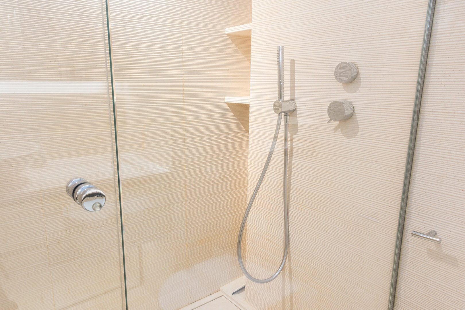 The large shower in bathroom 2 has fixed and flexible shower heads for your convenience.