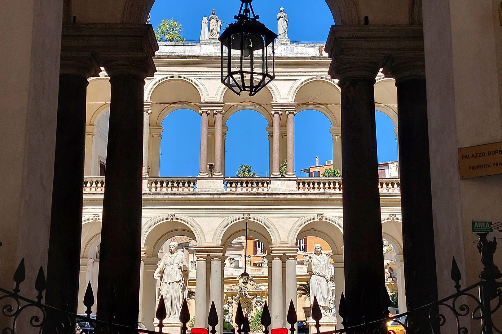 Impressive entrance to the Palazzo Borghese.