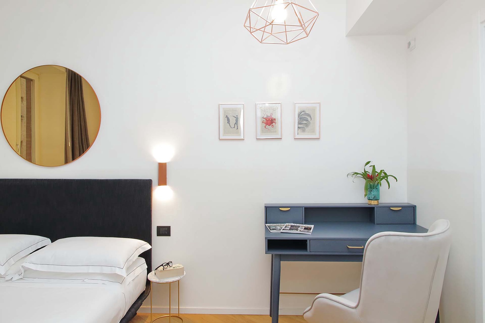 Desk in bedroom is great for work moments while traveling.