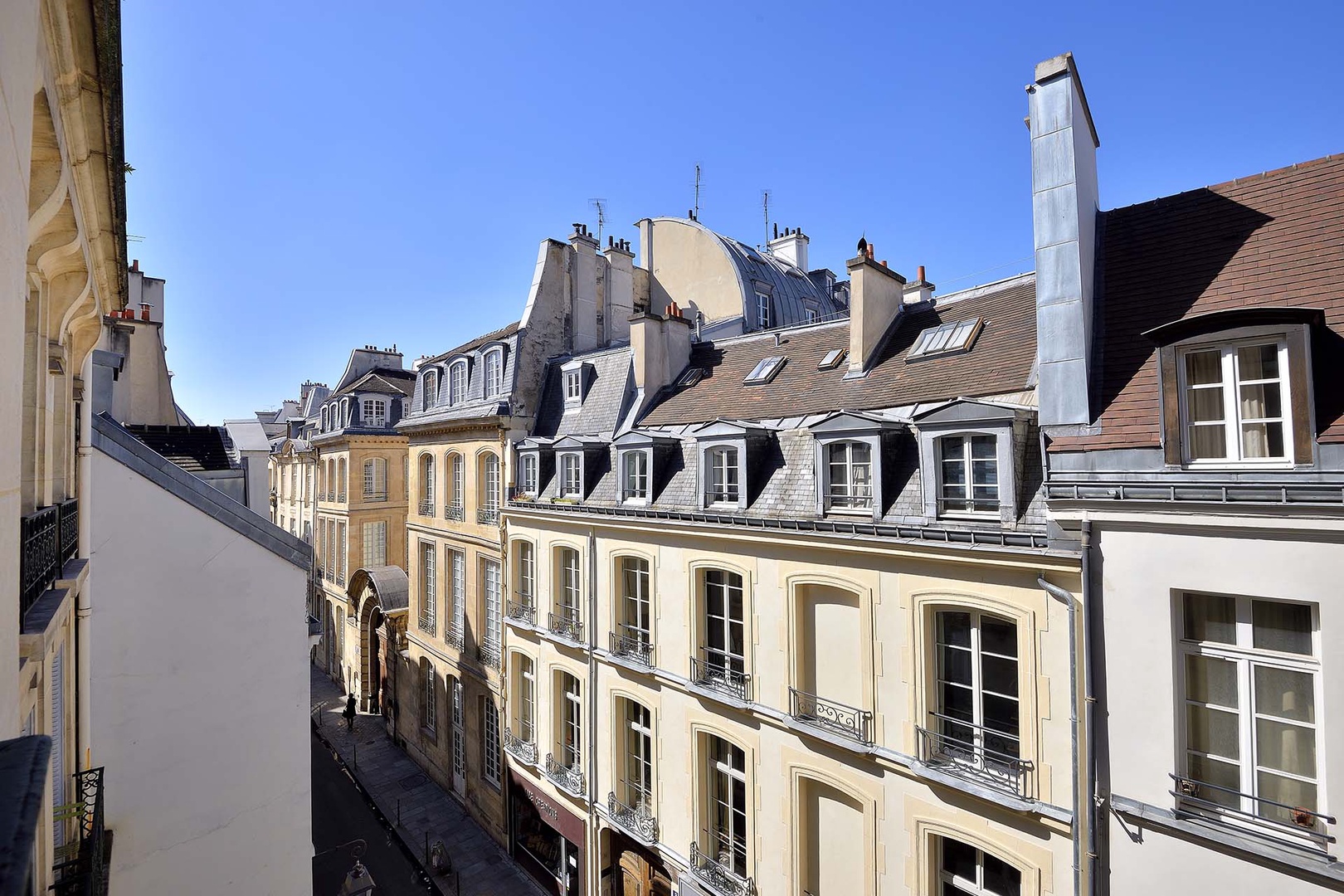 Enjoy charming views of classic Parisian architecture.