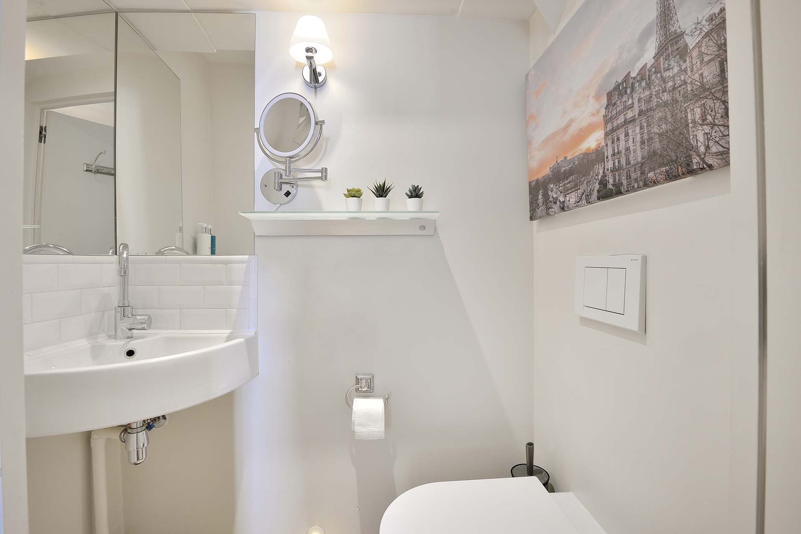 There is a practical separate half bath.