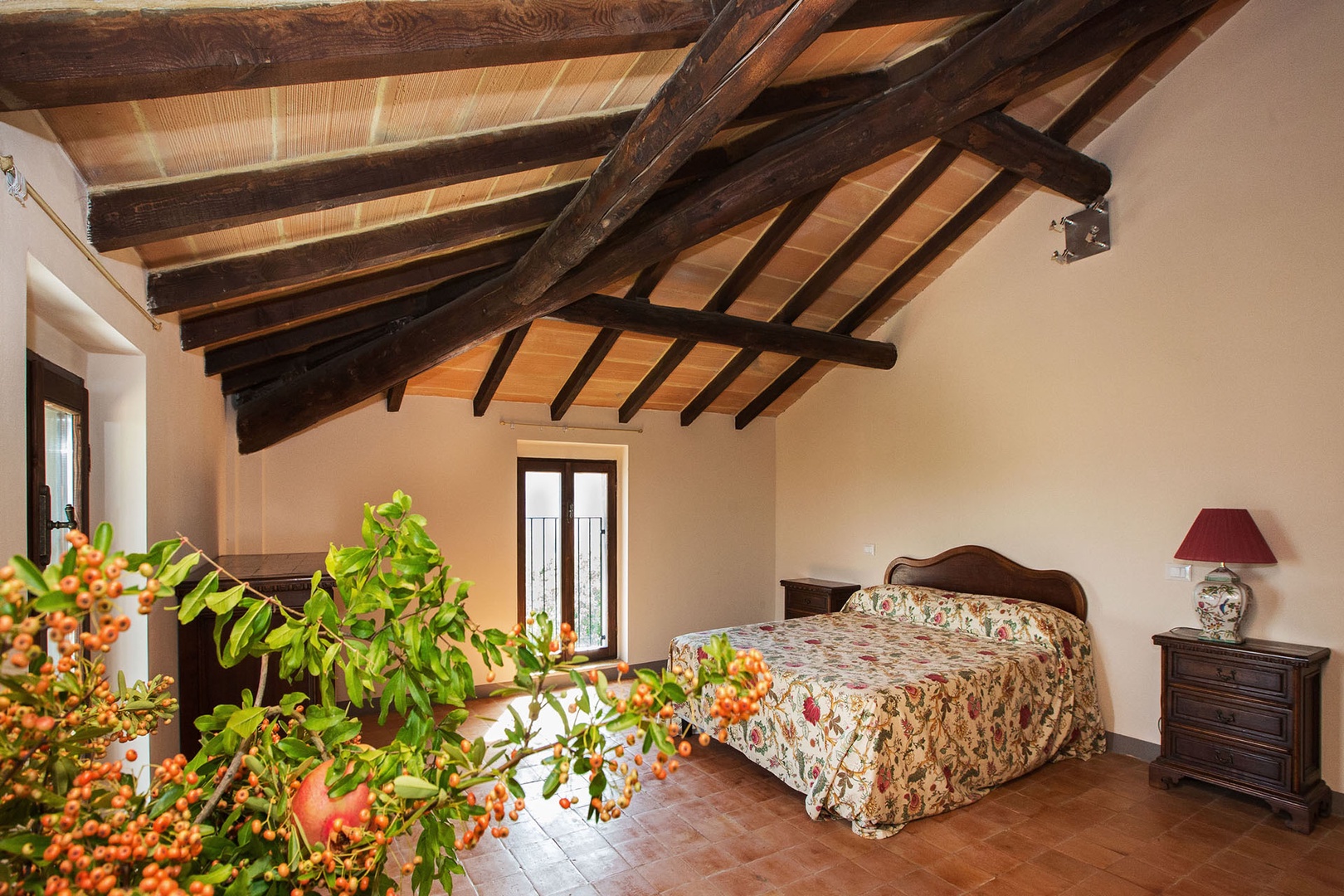 Beamed ceilings in bedroom 6 and 7.