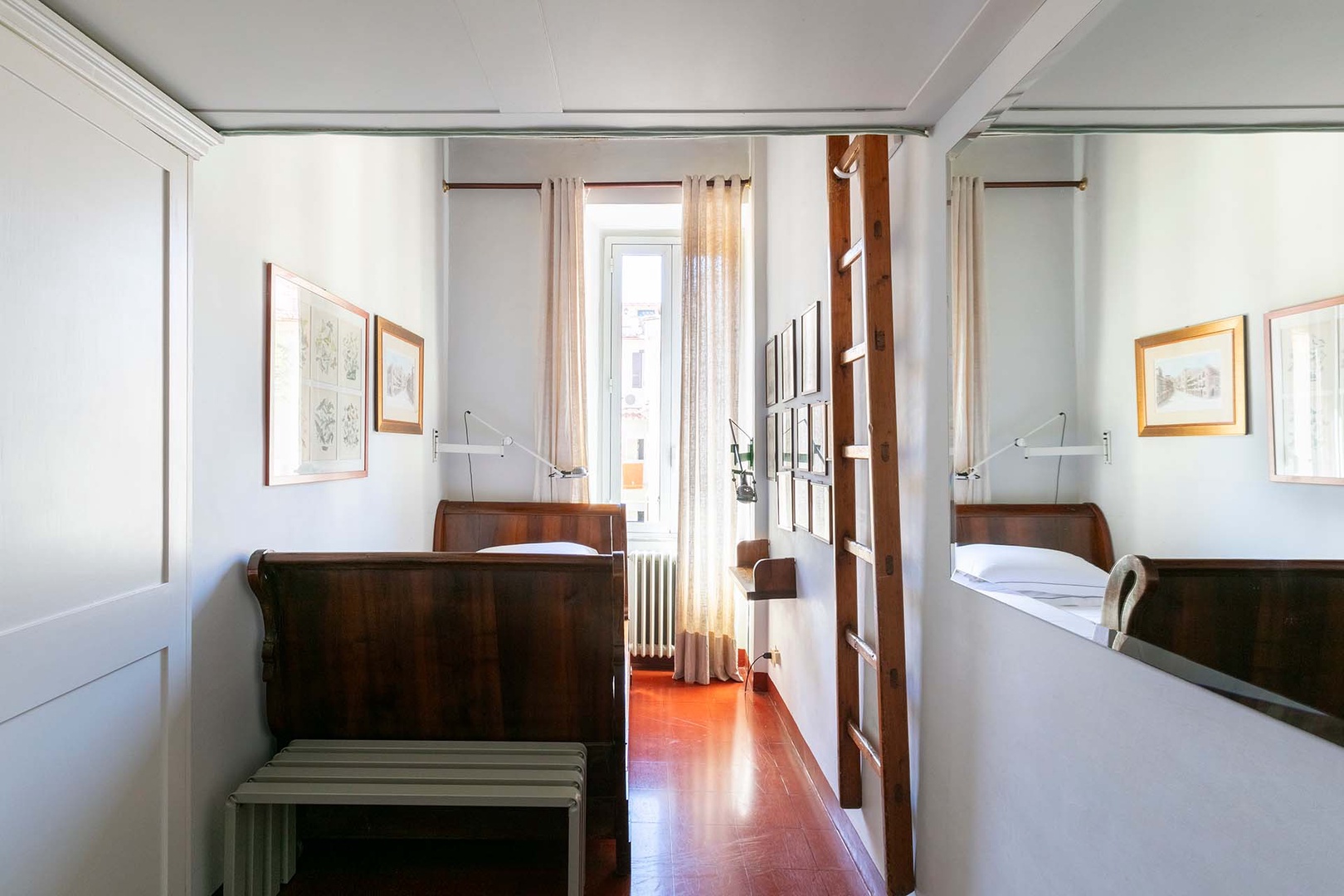 This bedroom overlooks the inner courtyard.