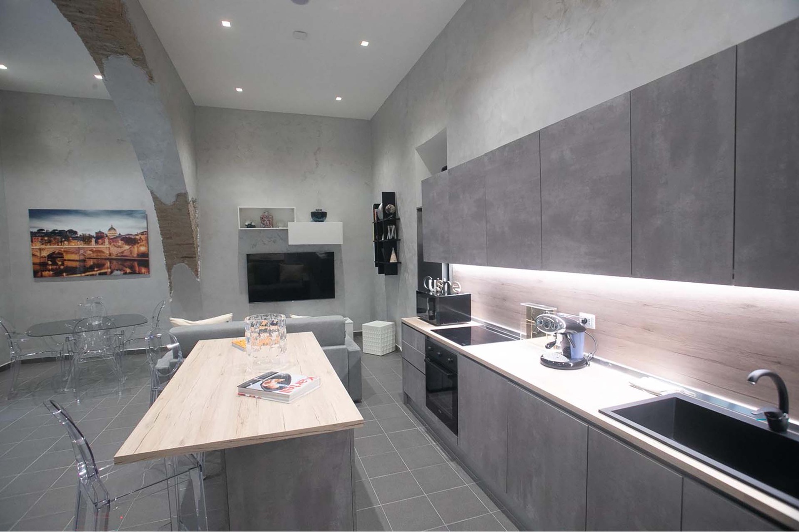 Gorgeous modern kitchen with island bar for casual dining.