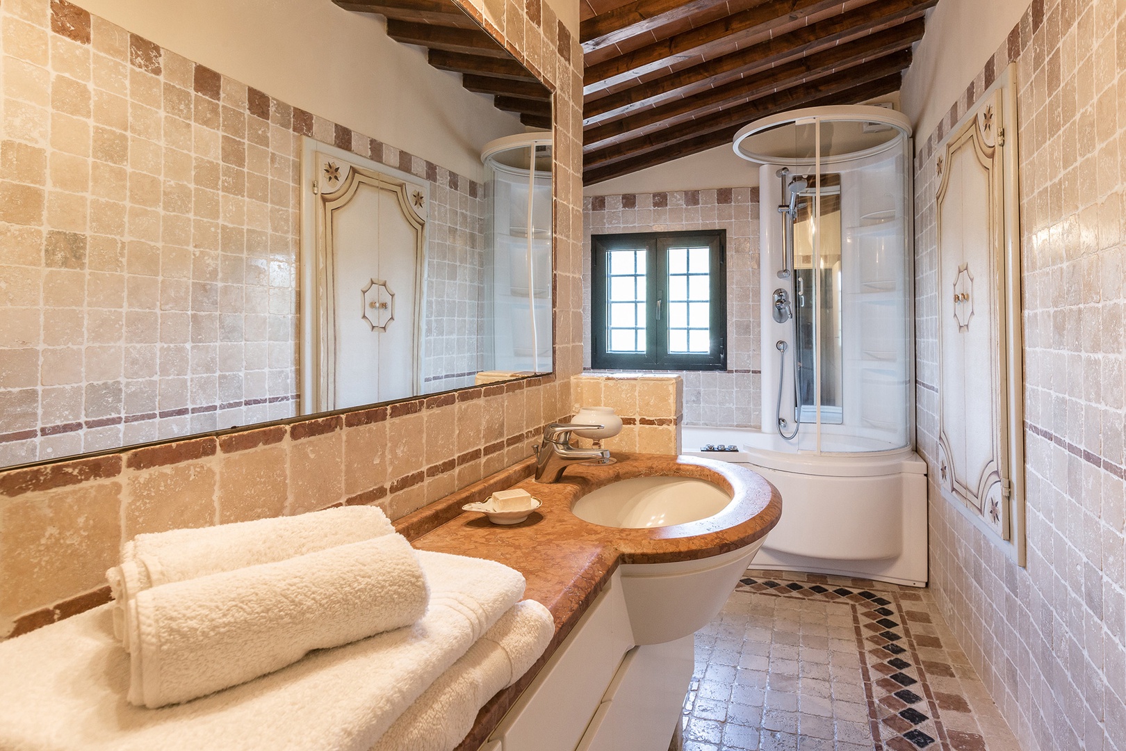 Bedroom 5 & 6 share this bathroom with a hydromasssage tub as well as shower.