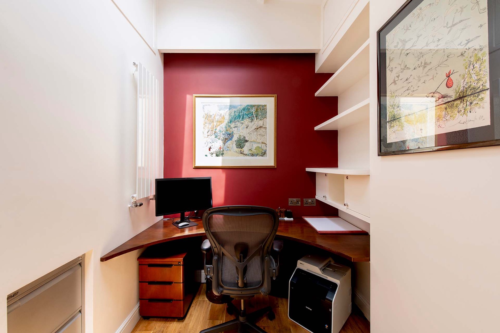 Practical office space on upper level.