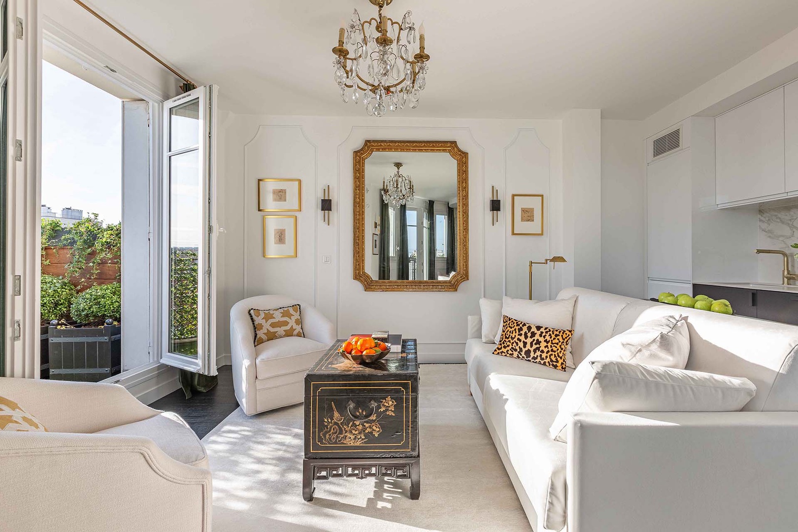Beautiful open-plan living and dining area is full of light.