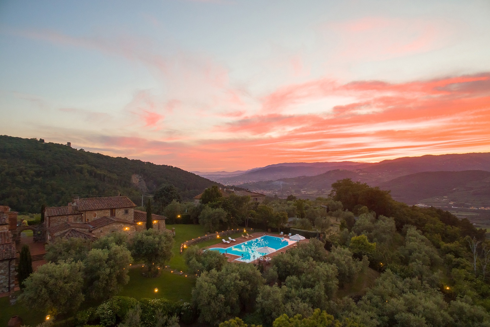 The hilltop vantage point provides wonderful views of Montecatini below.