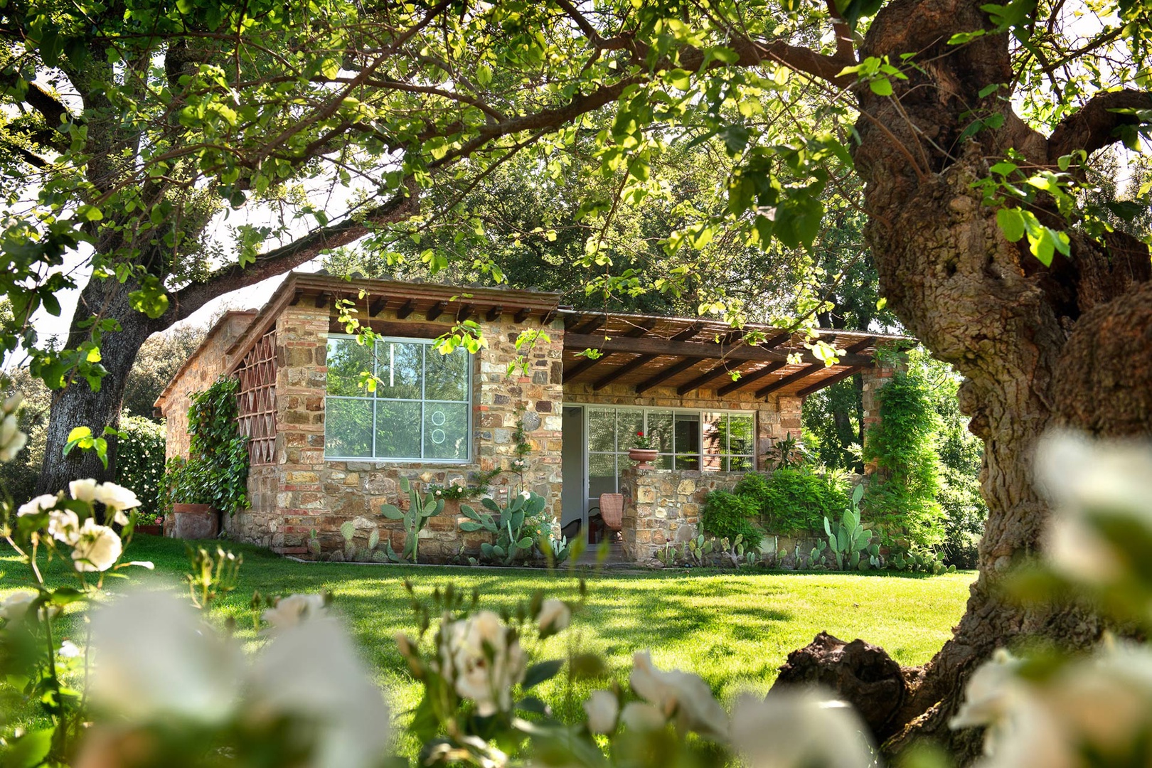 Tucked away on the property is the one bedroom one bathroom studio.