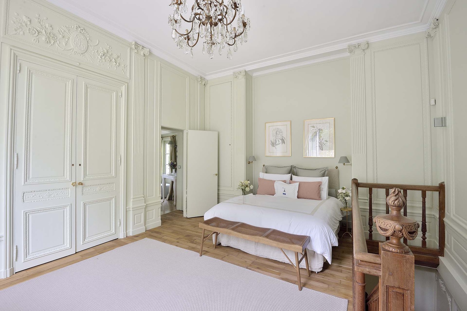 Sumptuous bedroom on the upper level.