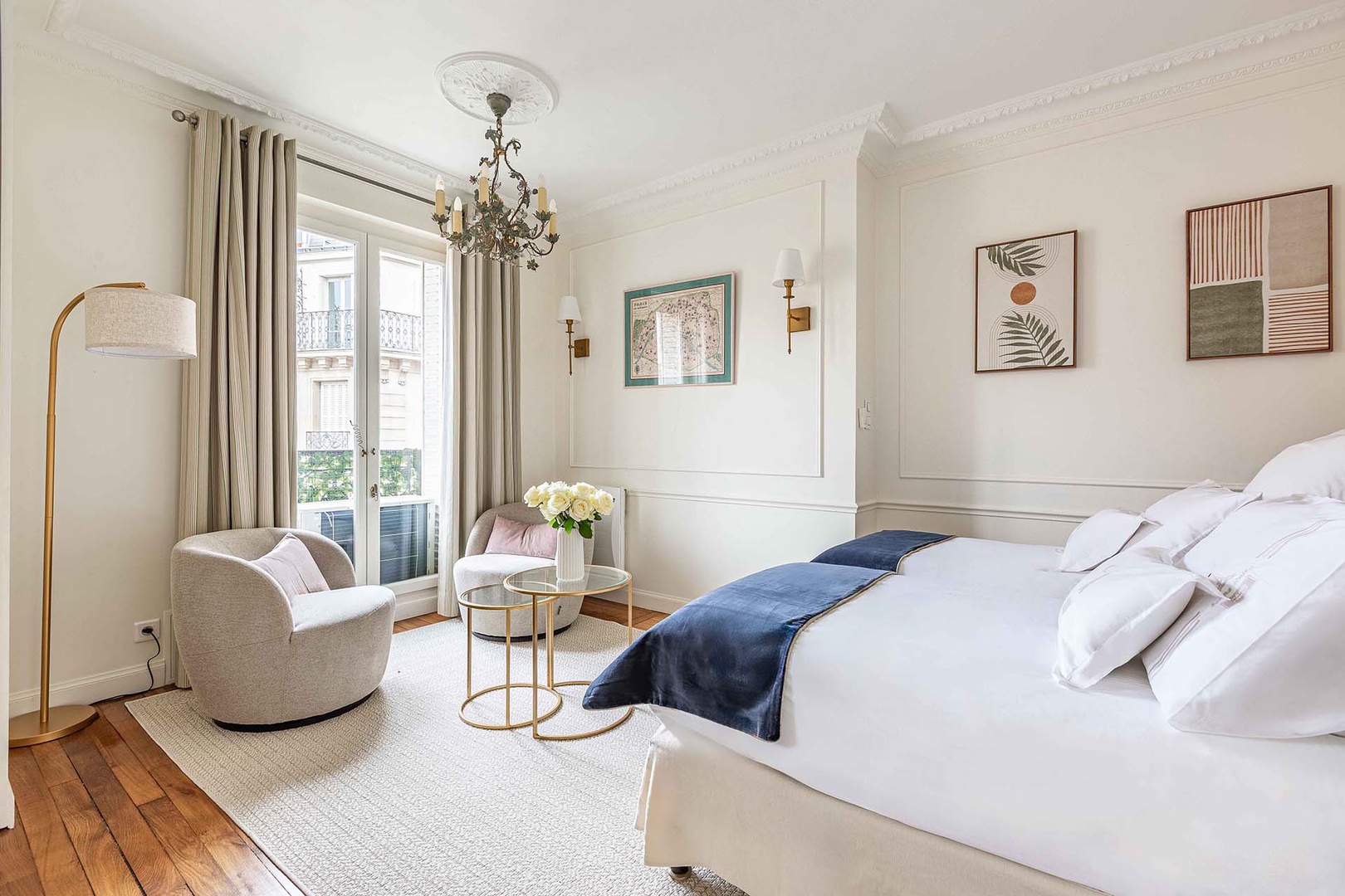 French windows and beautiful views continue into bedroom 2.