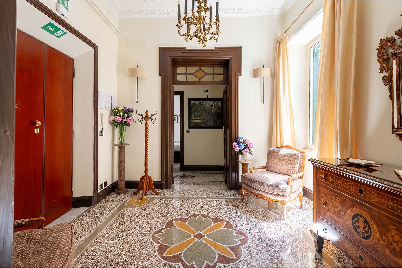 The apartment's entry foyer welcomes you to this spacious, luxury apartment.