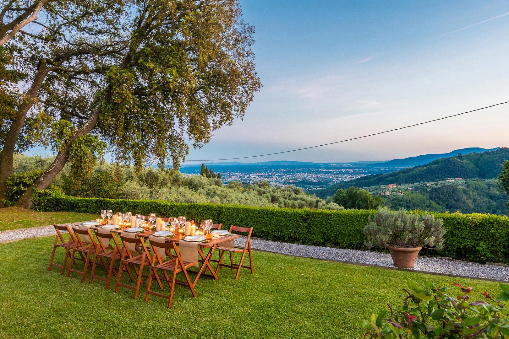 Gather around the table on the terrace behind the house with views of Montecatini in the background.