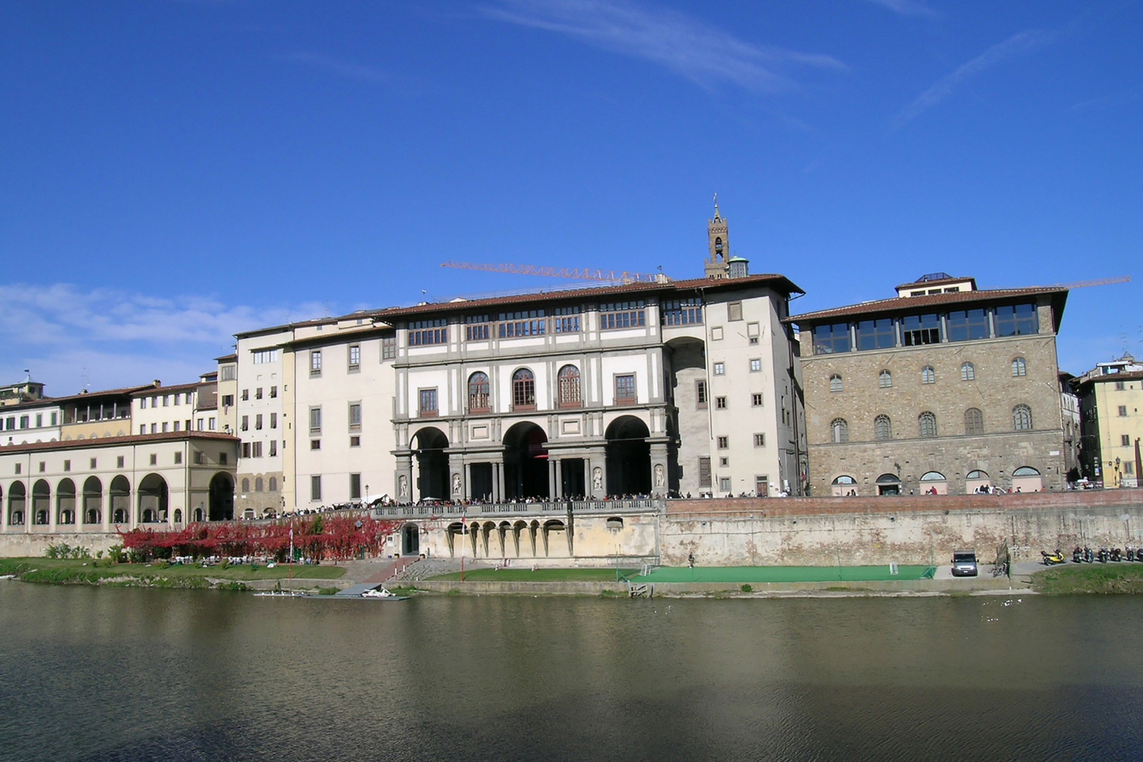 Directly across the Arno river is the famous Uffizi gallery.