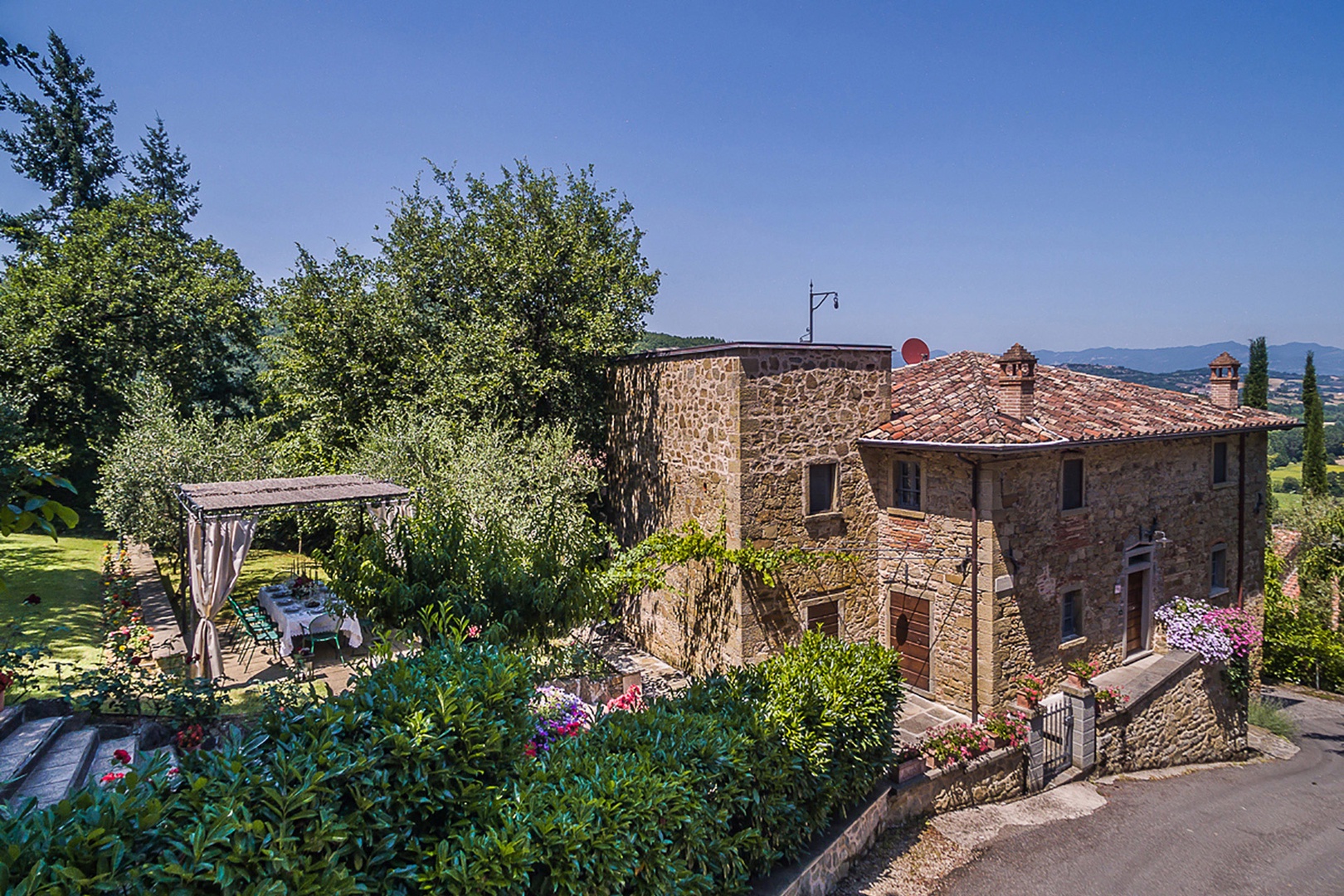 The historic elements of this villa are complemented by beautiful landscape and modern amenities.