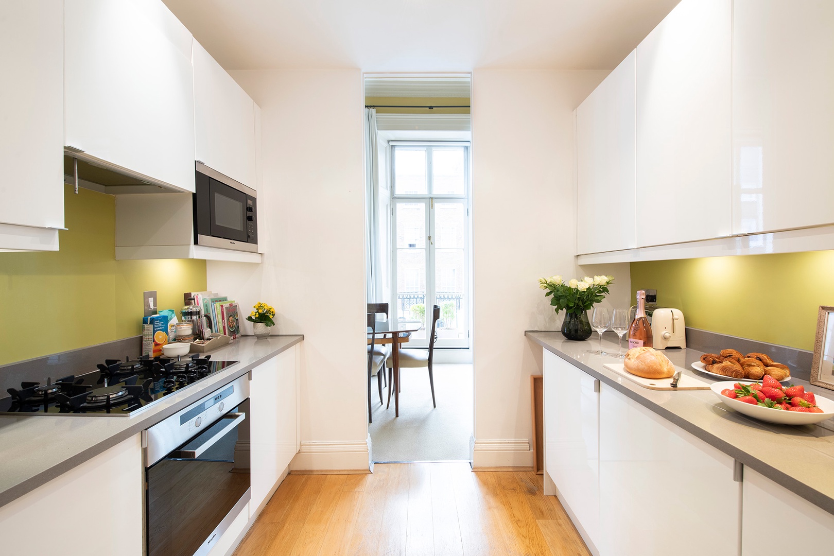 Kitchen is conveniently located just off dining area