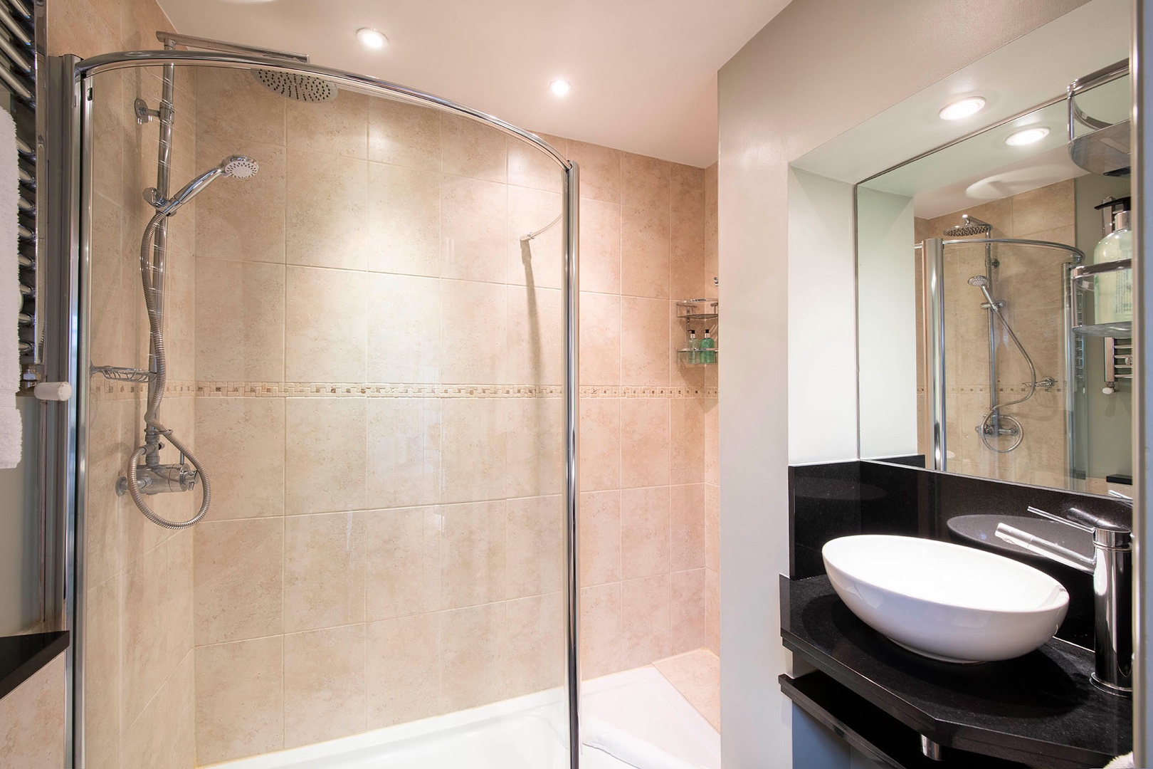 Beautiful bathroom with walk-in shower.