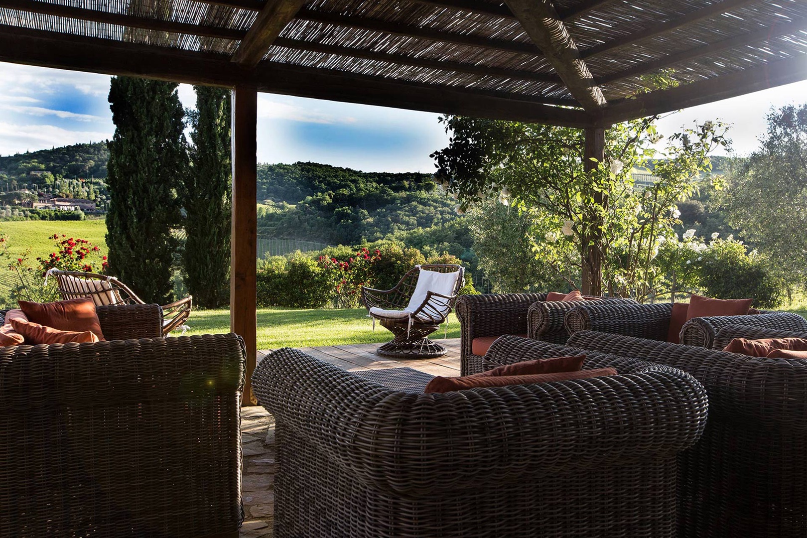 Take in the beautiful hillside from the terrace.