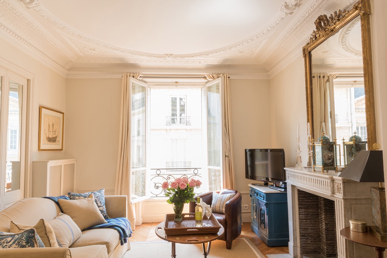 Welcome to the bright and charming living room of our Gamay apartment!