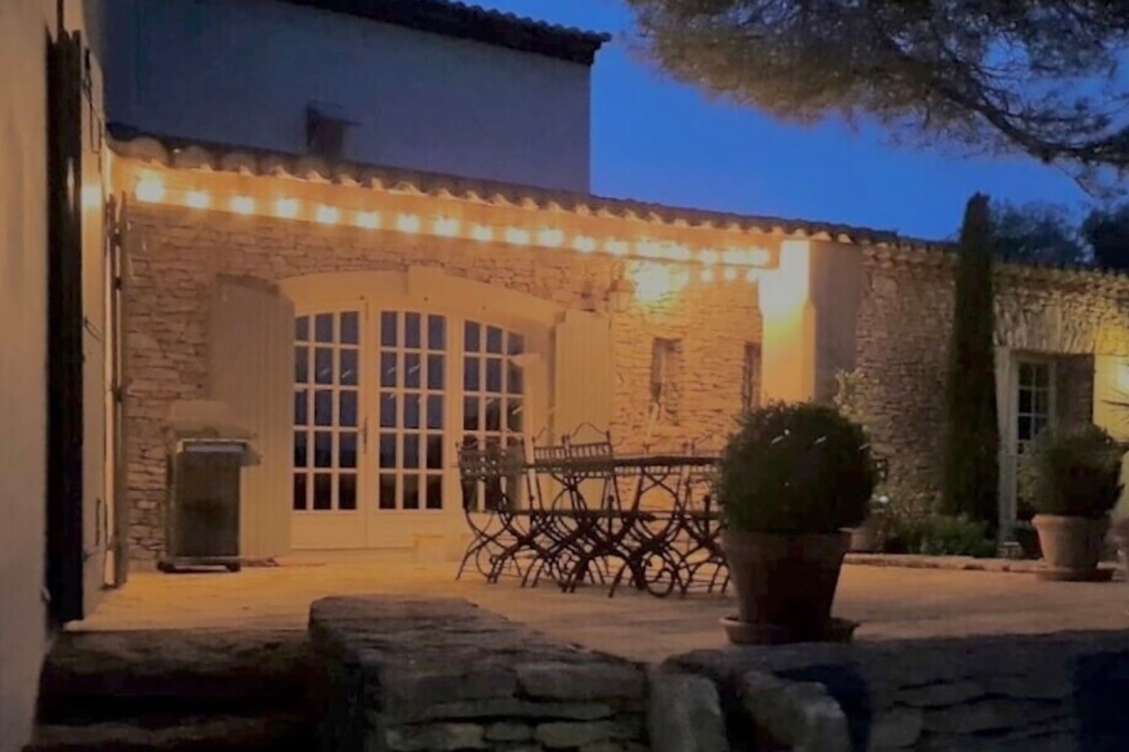 The peaceful outdoor dining terrace