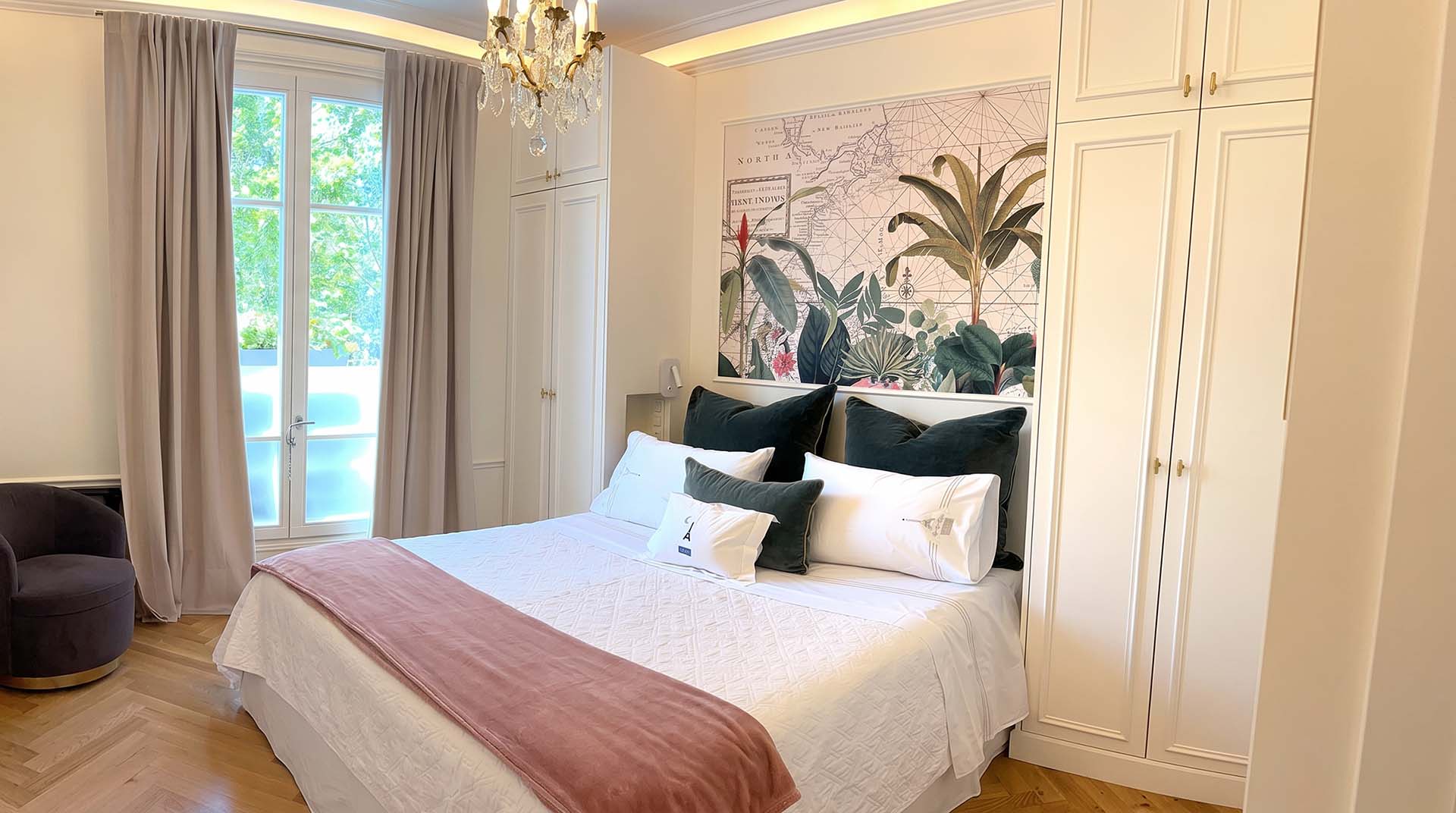 Spacious bedroom 1 has double-glazed French doors.