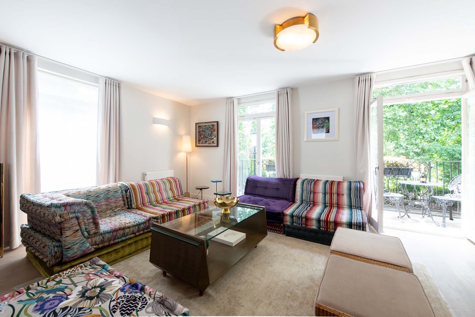 Contemporary decor showcases the garden view.
