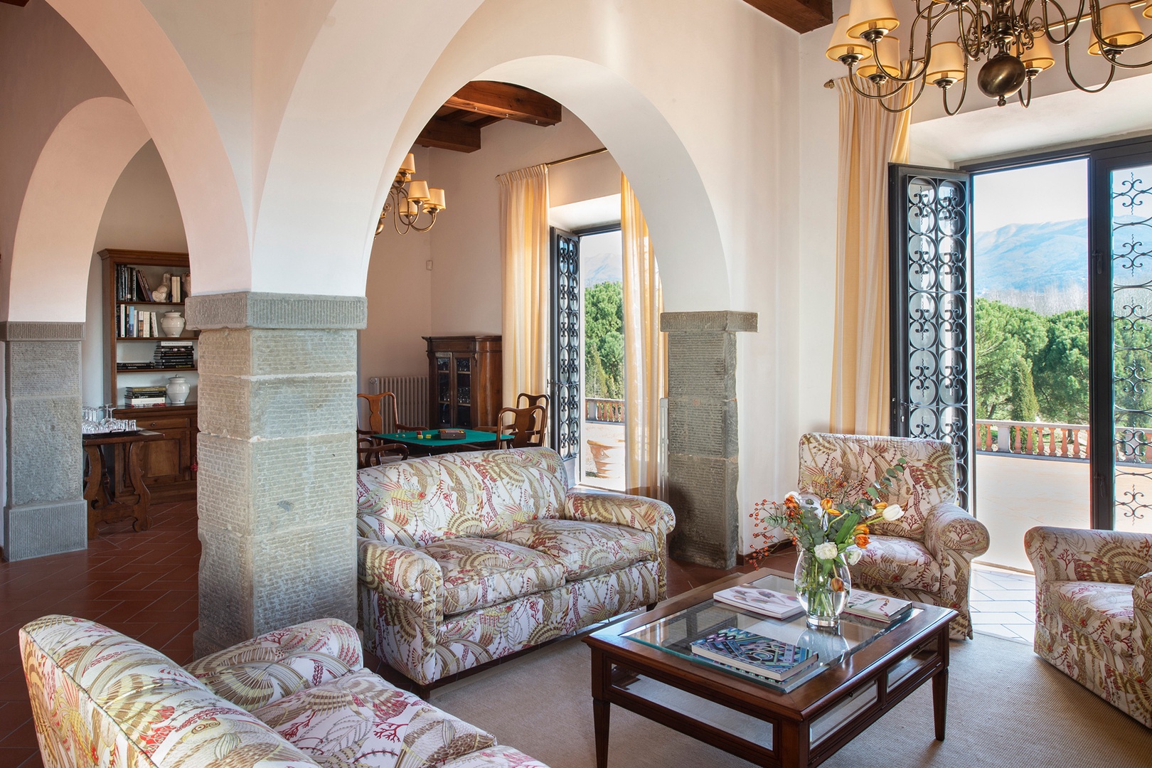 Main villa living room is stylish and comfortable.