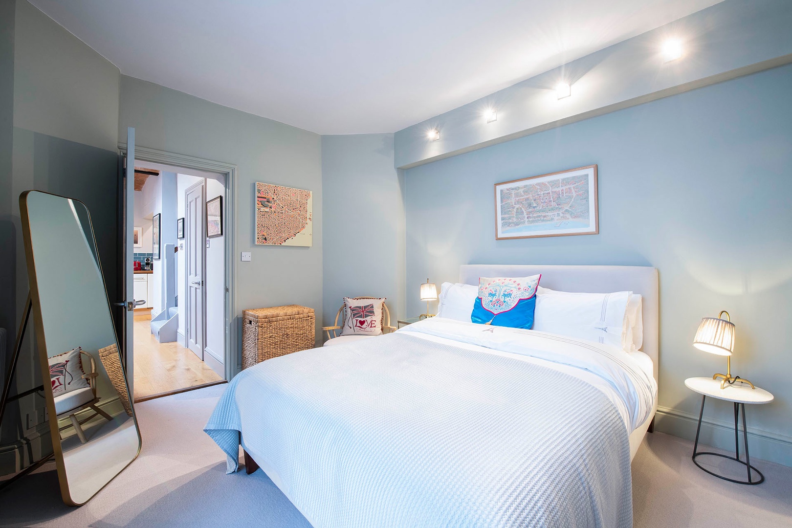 Serene decor in the comfortable bedroom.