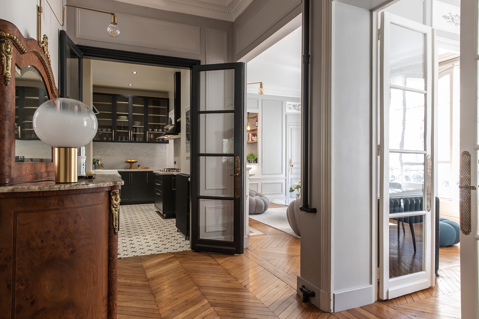 Gorgeous kitchen is located very near the dining room.