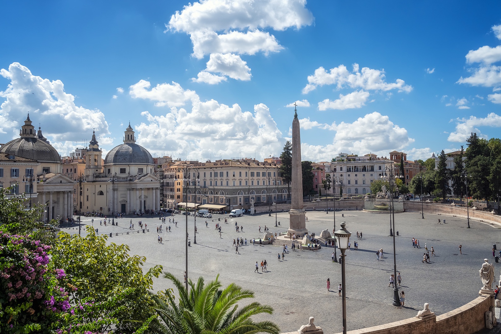 View of Piazza del Popolo from the Pincio Terrace in the Villa Borghese.