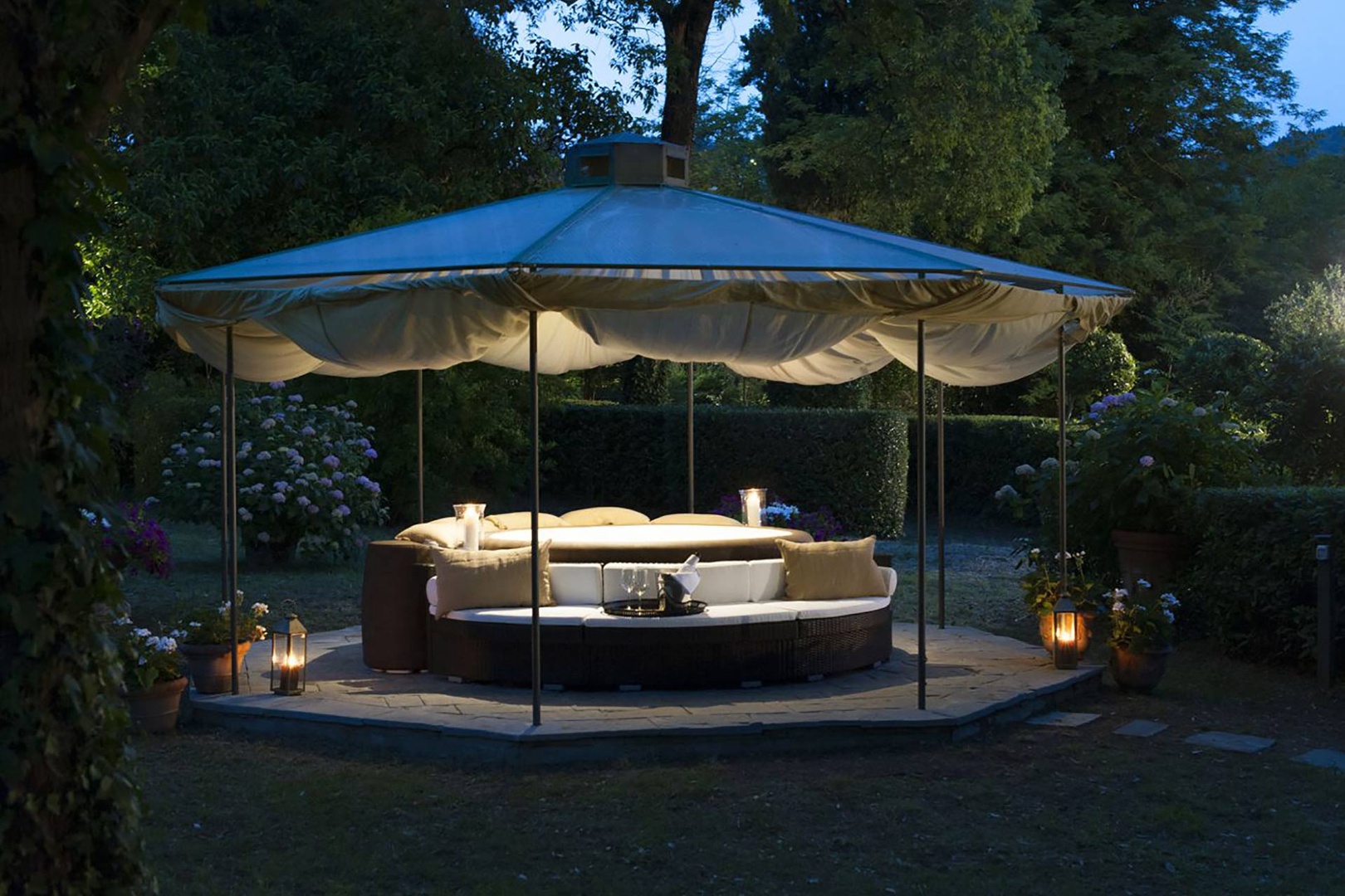 Romantic gazebo by the pool.