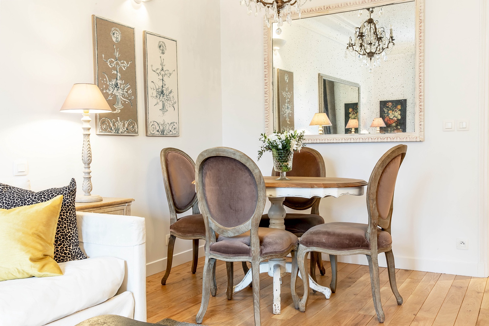 Enjoy French meals in the elegant dining area.